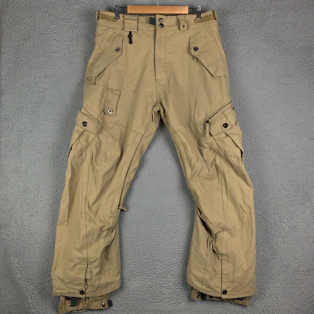 686 Smarty Snowboard Pants Men's Medium M Khaki Tan Cargo Ski (No Fleece Liner)